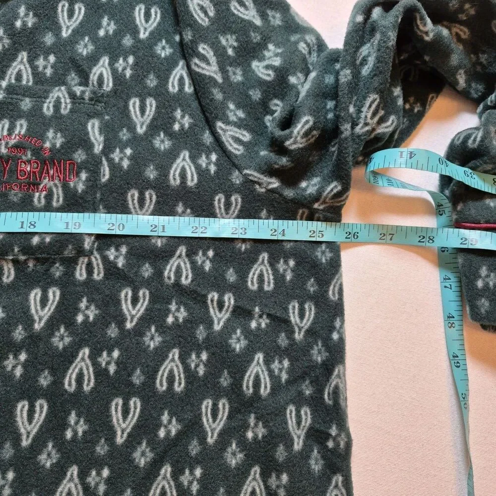 Lucky Brand Women's Wishbone Fleece Pajama Set Size 2X Green Button-Up
